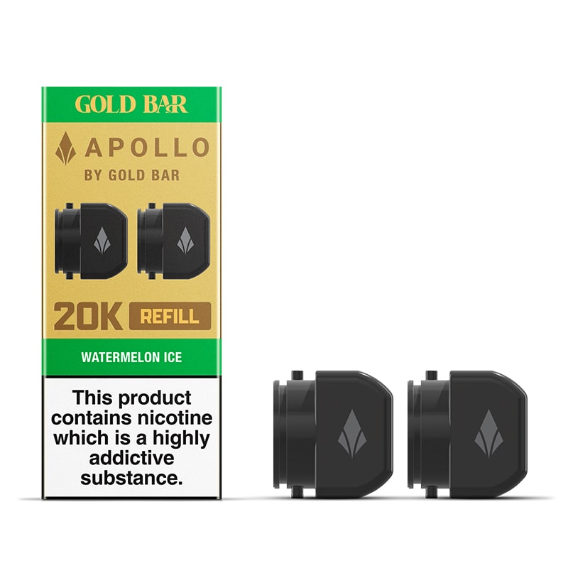 Gold Bar Apollo Prefilled 5ml Pods - Watermelon Ice flavour – Nic Salt 20mg  - 2 Pack