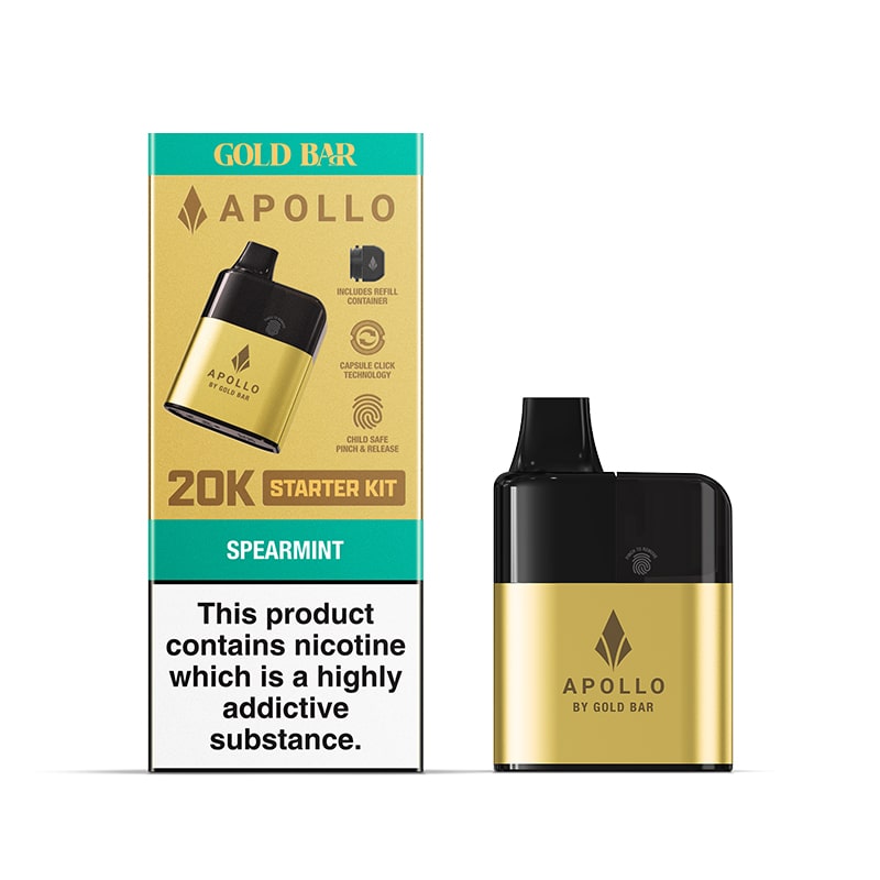 gold bar 20k vape Gold Bar Apollo 20K Prefilled Pod Kit – Up to 4000 Puffs, Rechargeable  1000mAh battery, 20mg Nic Salt